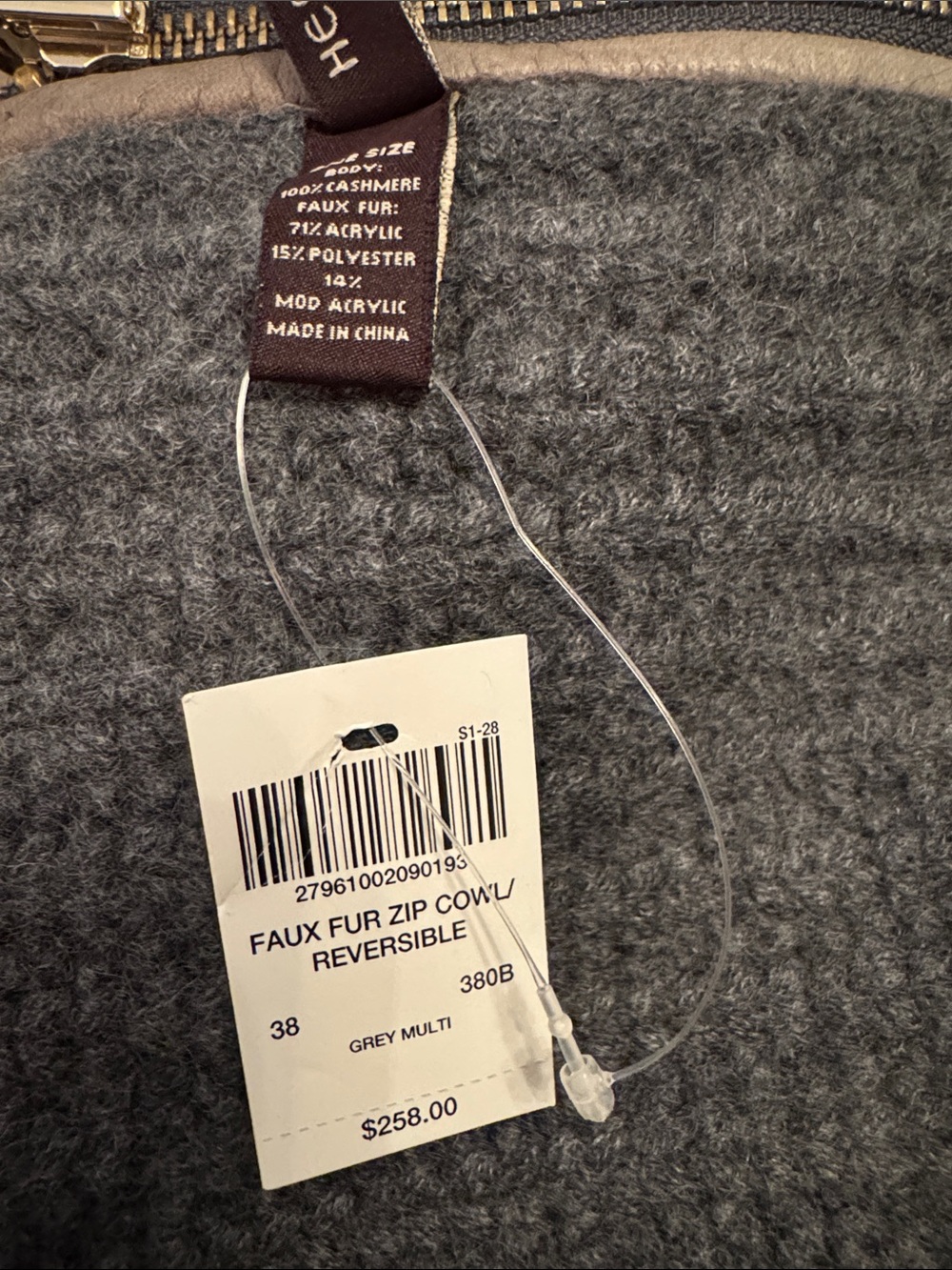 henri bendel Brown Faux Fur & Cashmere Reversible Collar with Tassel Zip Pull - Picture 9 of 14